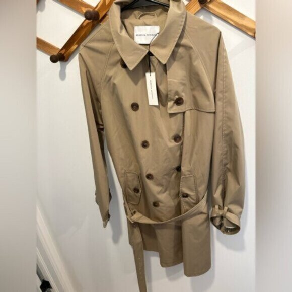 NWT- REBECCA MINKOFF BELTED TRENCH COAT - Size L - Picture 3 of 13
